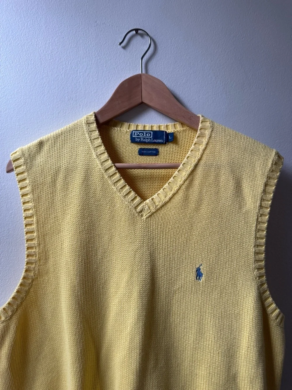Vintage Ralph Lauren Yellow V-Neck Sleeveless Knit Vest tank top
